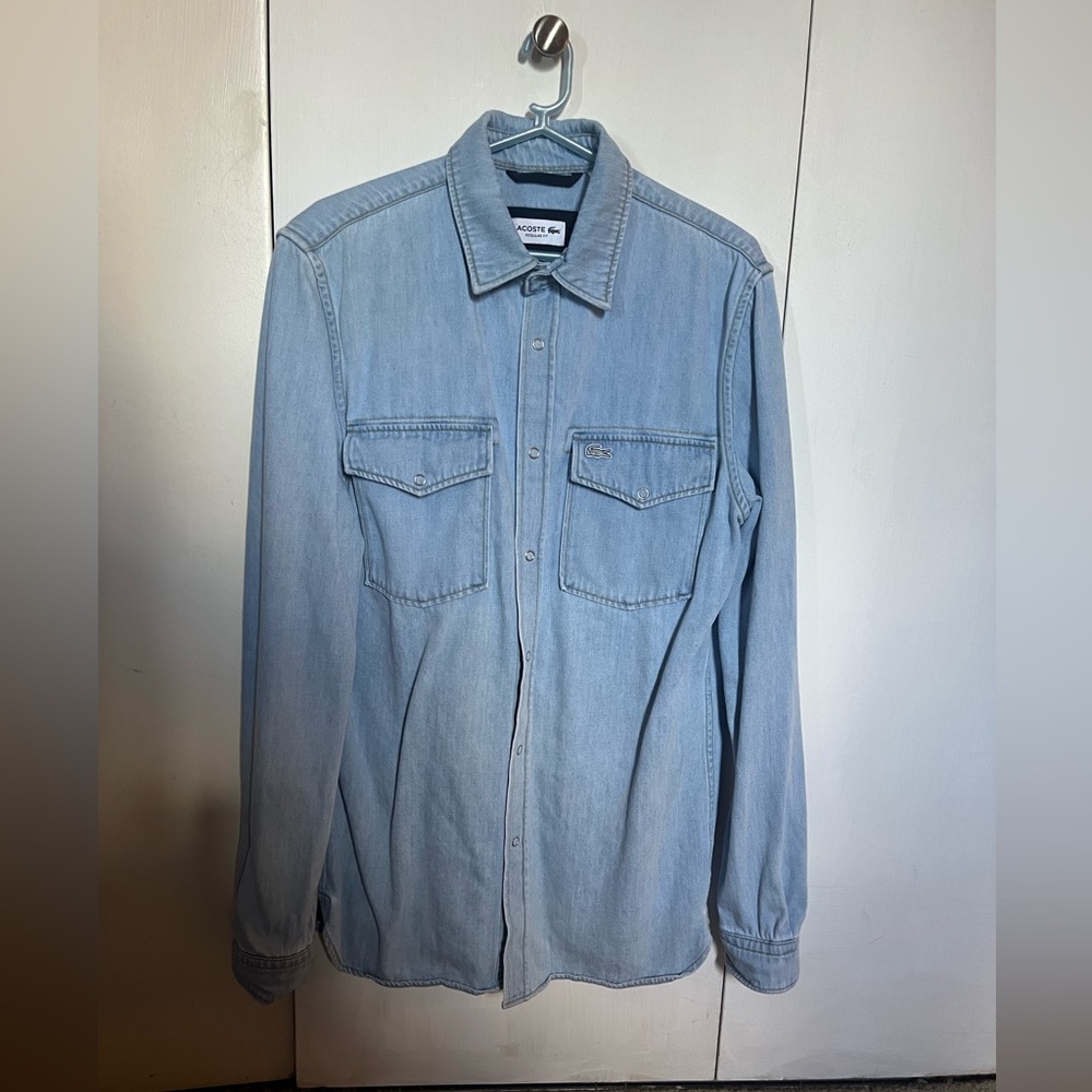 Lacoste Denim Button Down Shirt, Regular Fit, US Size, Small, France Size:38